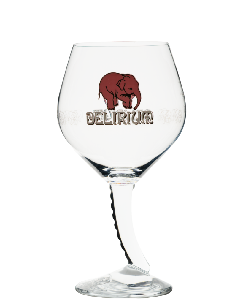 Delirium Tremens goblet decorated with pink elephants
