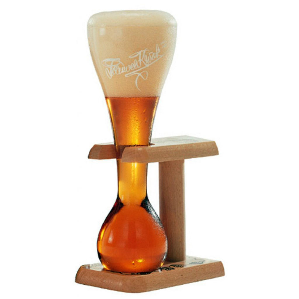 Round-bottomed Pauwel Kwak glass resting in its turned wooden stand