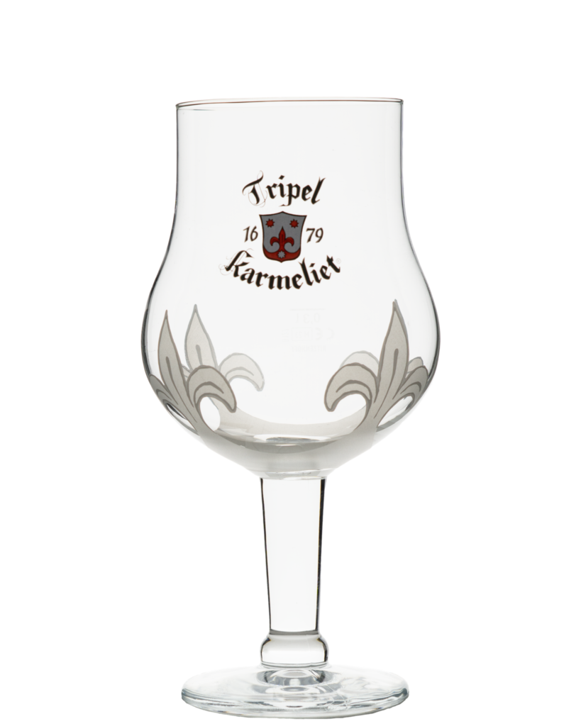 Tripel Karmeliet tulip glass with gold and red logo